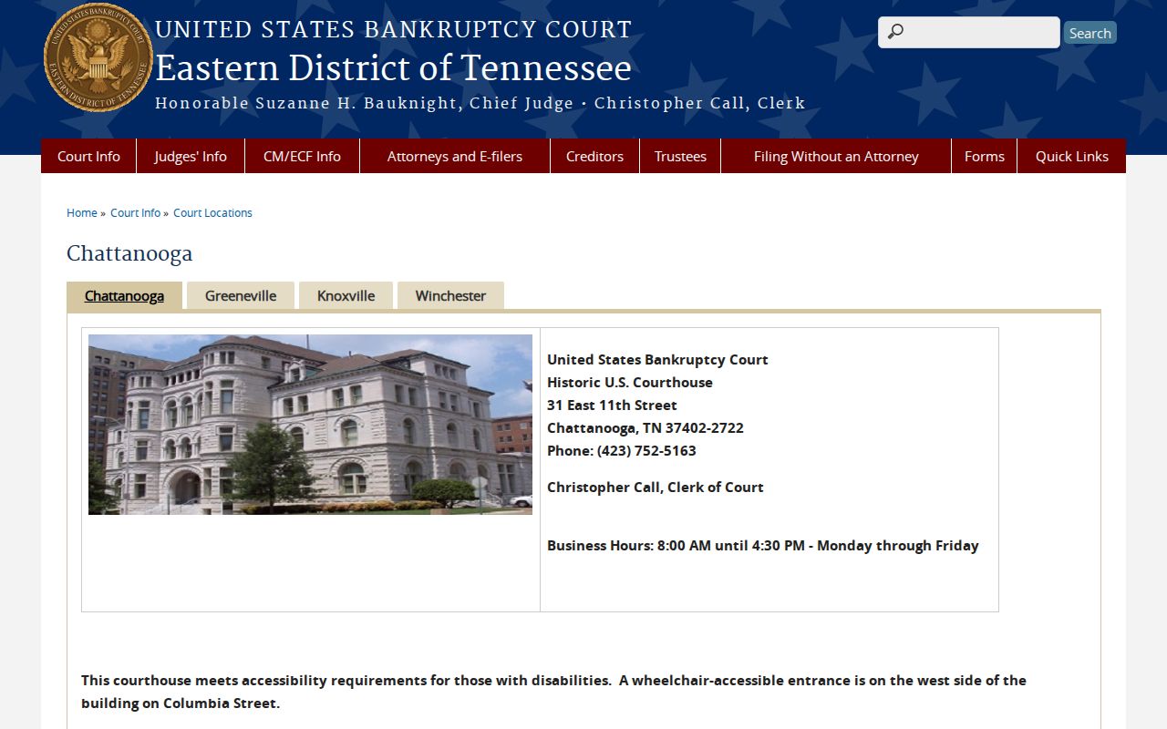 Charleston bankruptcy court records through Chattanooga