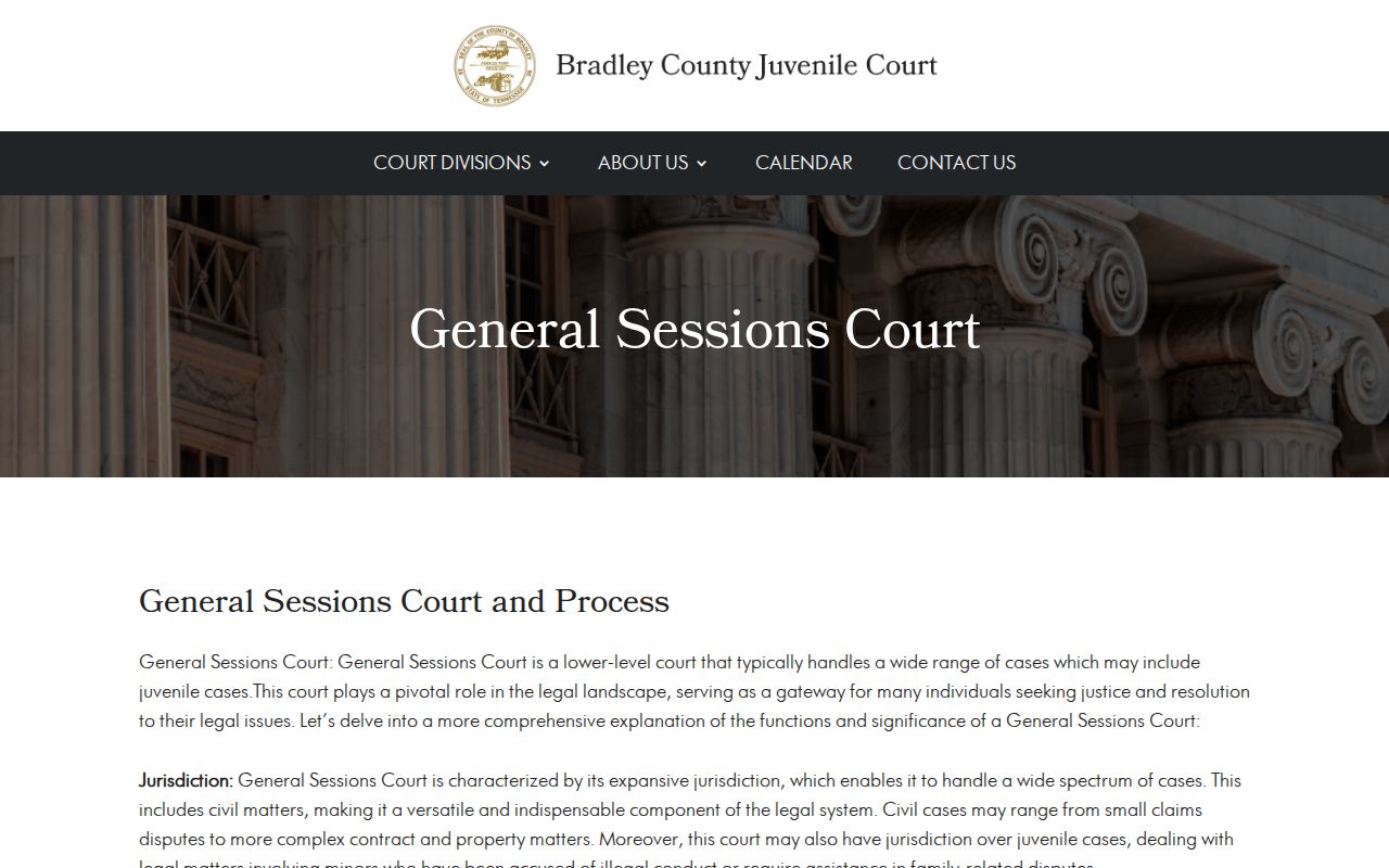 Bradley County court dates on the General Sessions page
