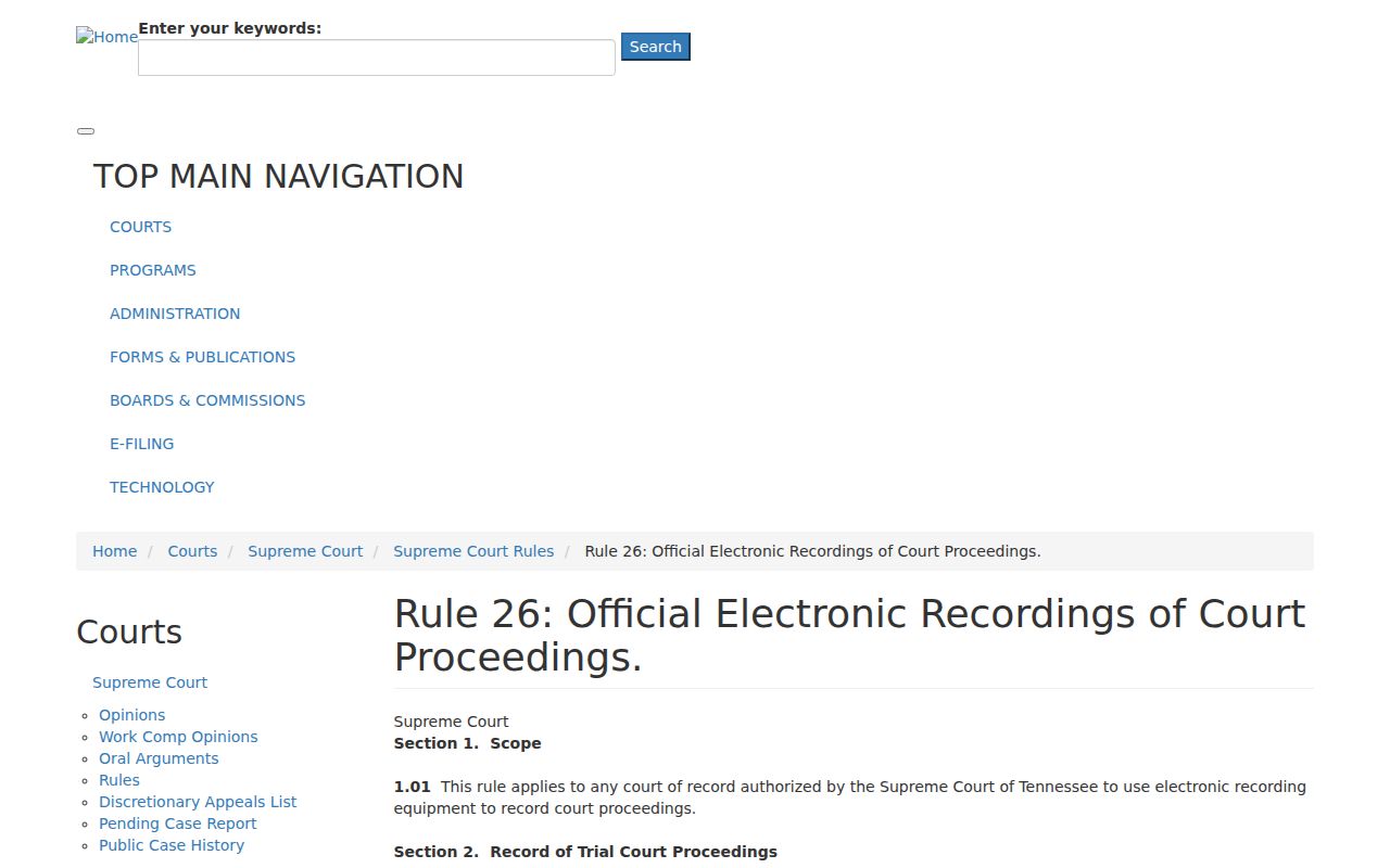 Bradley County court records rule for official recordings