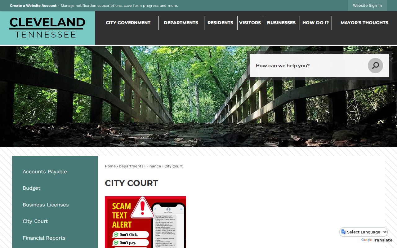 Bradley County traffic ticket information from Cleveland City Court